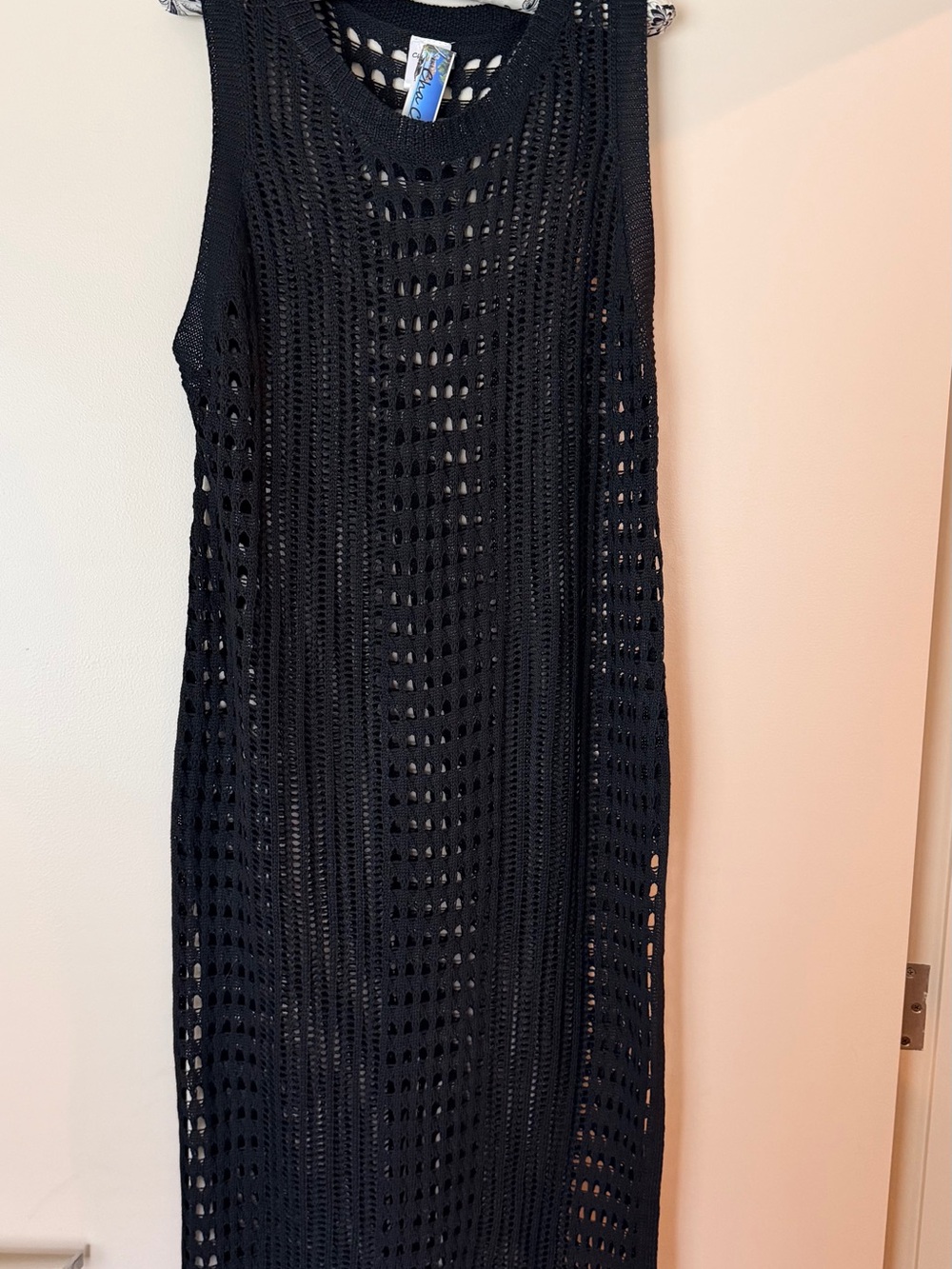 Sleeveless Black Crochet Maxi Dress - Unbranded